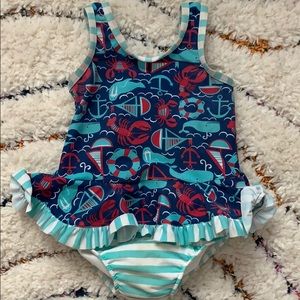 Nautical toddler swimsuit